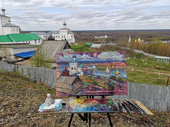 Old Russia. Rural landscape Painting