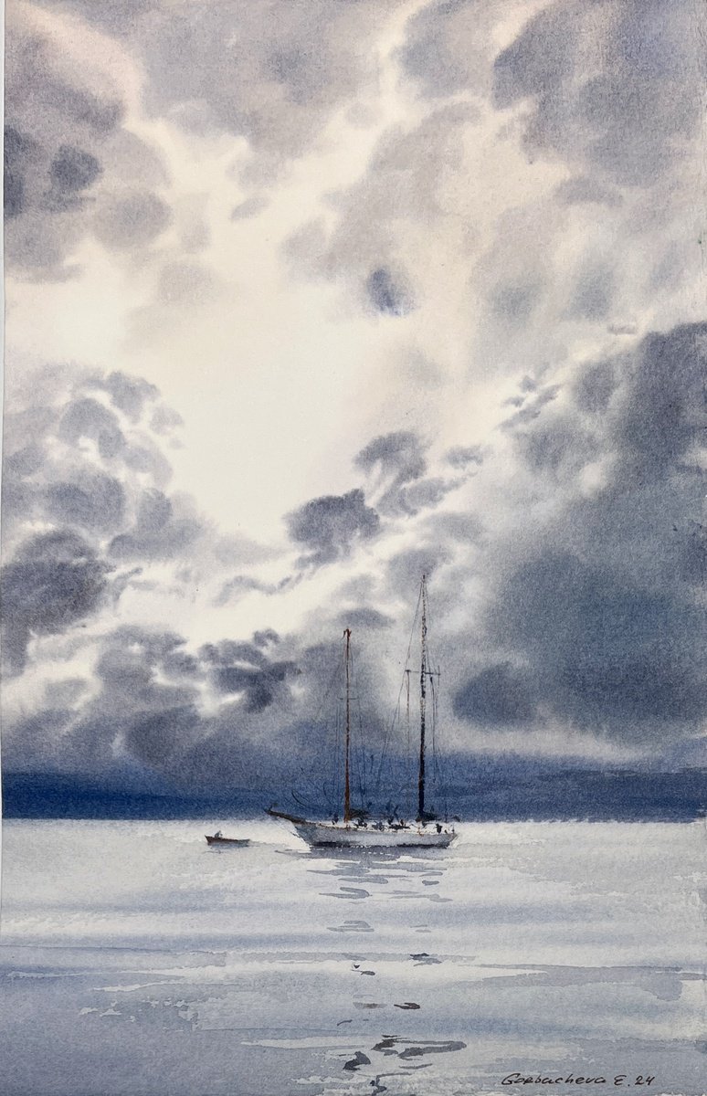 Impressionistic Watercolour , Kingdom Of The Clouds #4 By Eugenia Gorbacheva, 7 X 11, Artwork For Sale On Artfinder