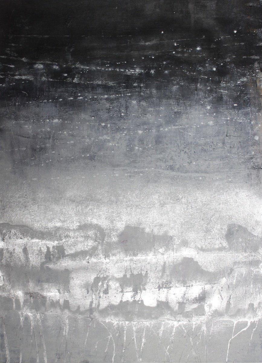 Abstract Acrylic Painting By Laura Spring, 16 X 22", Silver Lining, Original Artwork