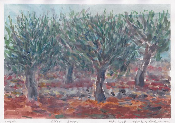 Olive Grove, 2017, acrylic on paper, 20,7 x 29,5 cm