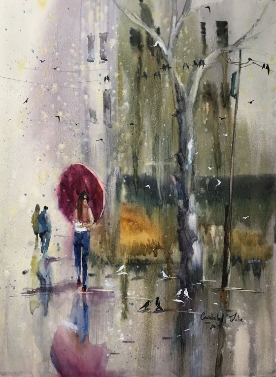 Watercolor "At the corner”