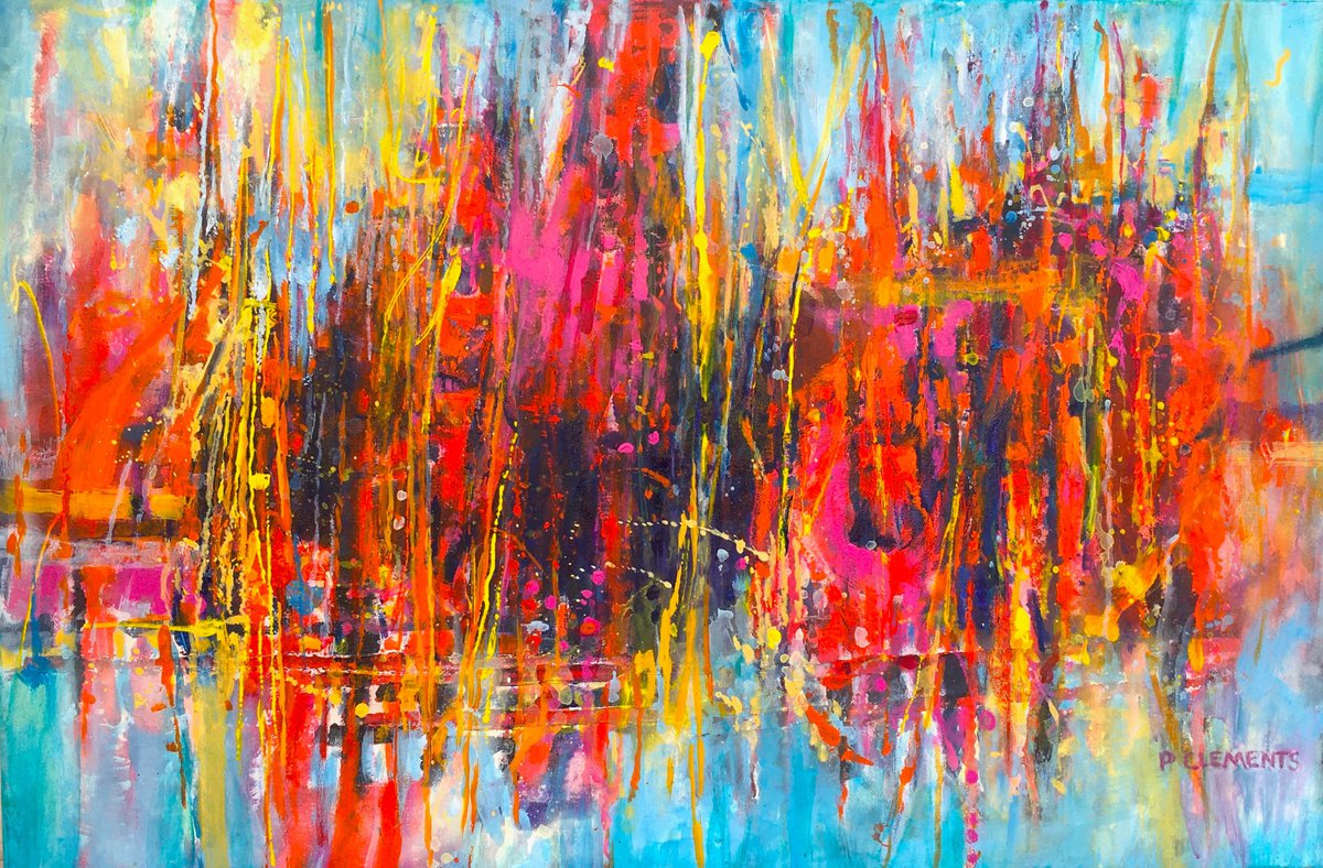 Abstract Riot of Reds by Patricia Clements