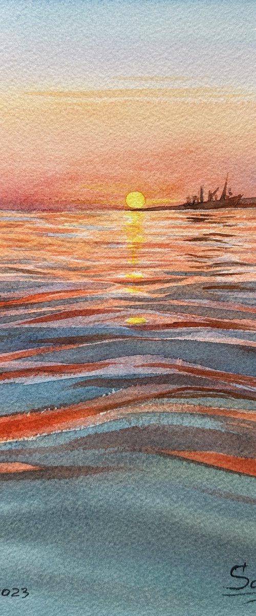 Sunset on Liski beach, Berdyansk, Ukraine by Oleksandra Padushyna