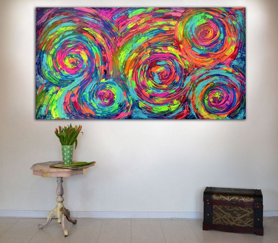 Gypsy Dance 3 - Large Painting, 130x70 cm, Abstract Painting, Modern Fauve Neogestural - Ready to Hang