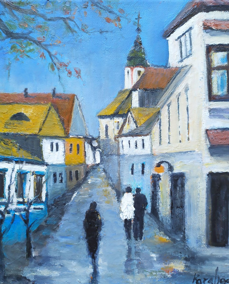 Impressionistic Landscape Oil Painting By Maria Karalyos, 9 X 12", Autumn Evening, Original Artwork