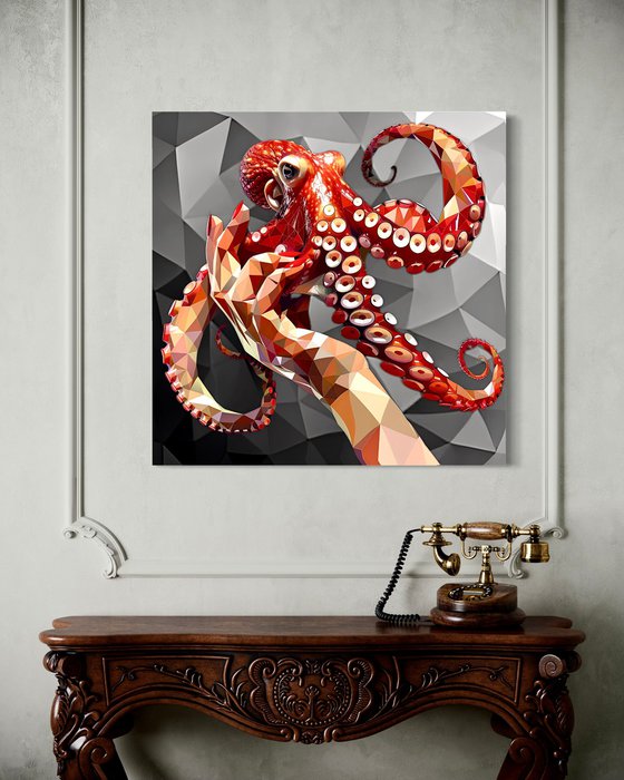 STILL LIFE WITH OCTOPUS ON A WHITE PLATE