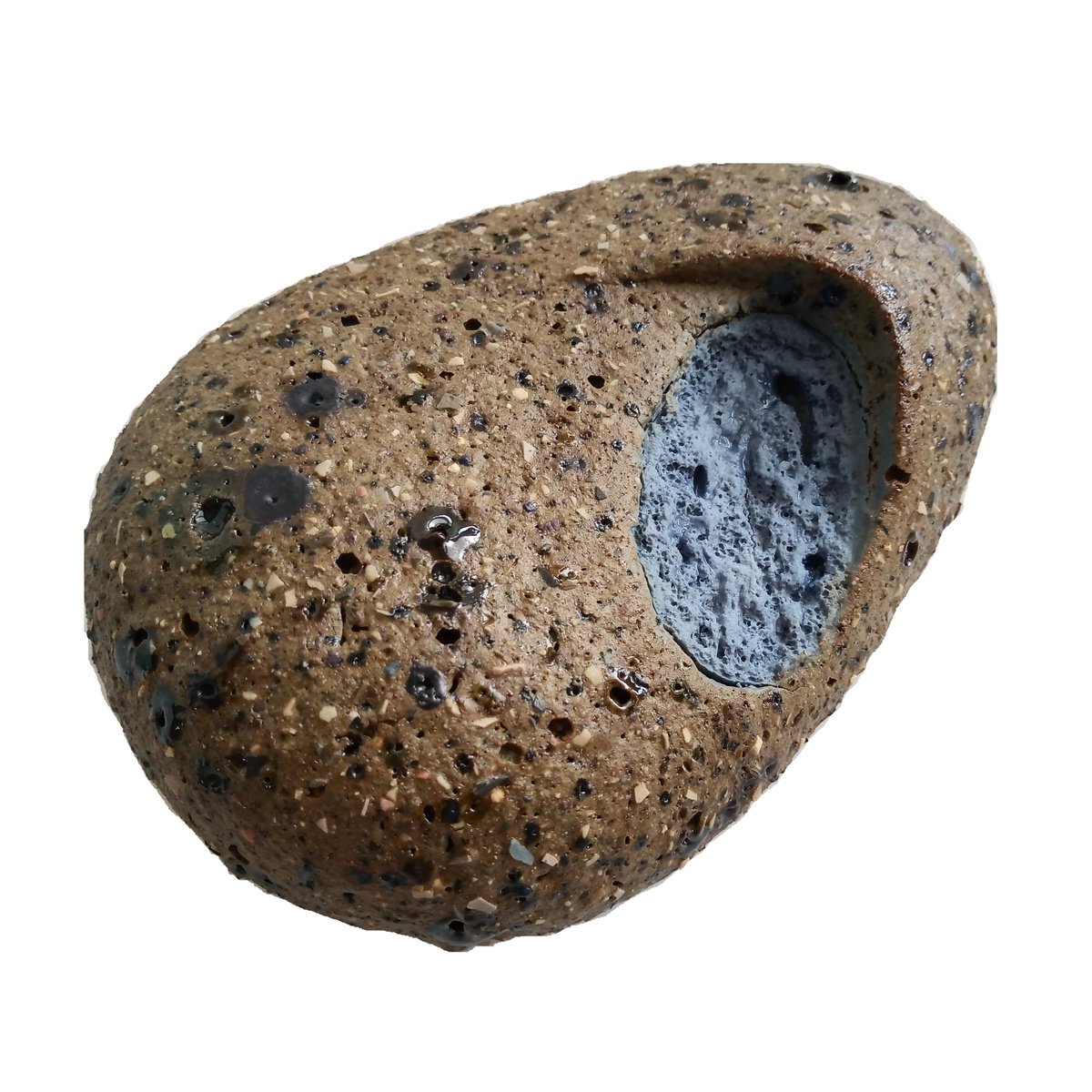 Organic Abstract Clay Sculpture By Rossitza Trendafilova, 6 X 3", "Bluebird Hatching", Original Artwork