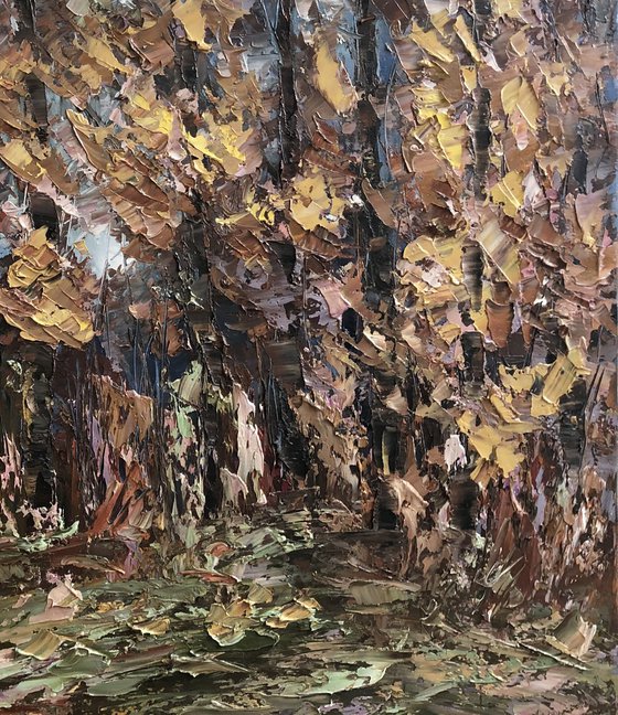 Autumn in the forest (60x75cm, impressionism, oil painting, ready to hang)