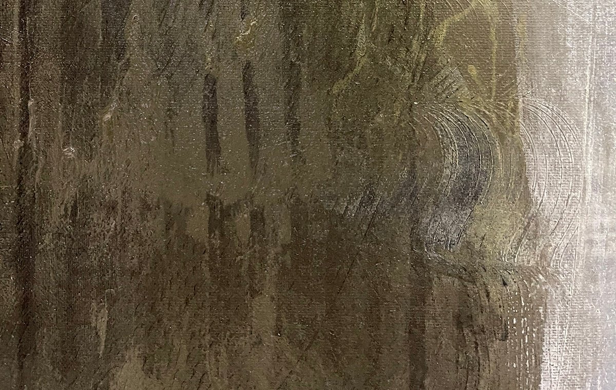 Abstract Acrylic Painting By Ulli Schmitt, 31 X 39", Silent Grey, Original Artwork