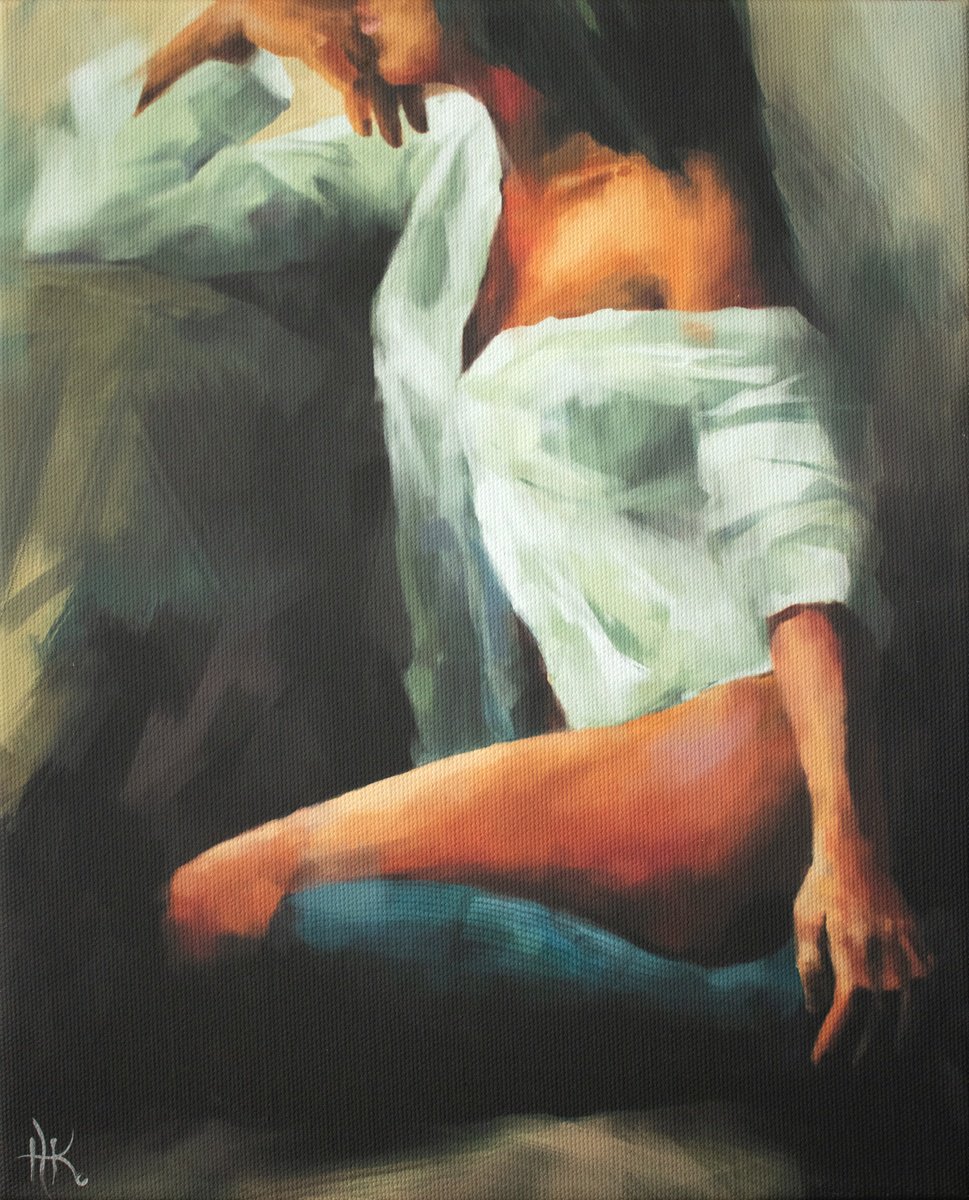 Impressionistic Portrait Giclee Print By Zhanna Kondratenko, 9 X 12", Brunette, Original Artwork