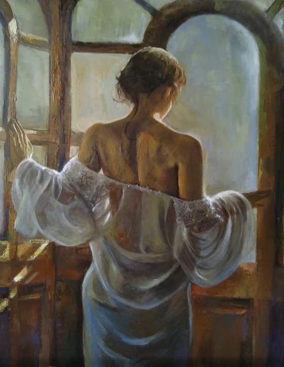 Good morning 55x70cm ,oil/canvas, impressionistic figure