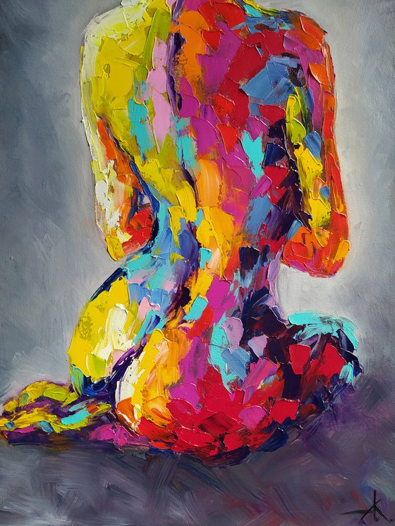 Relax - nude, erotic, body, woman,nude body, woman body, oil painting, a gift for him, gift for man, nu