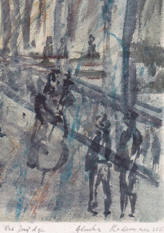 On the Bridge, September 2015, acrylic on paper