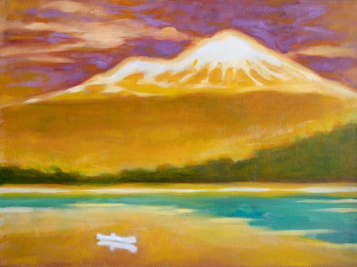 Mount Shasta and Canoe by Ron Cooper