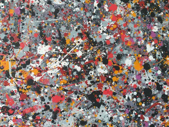 Abstract J. Pollock style acrylic on canvas by M.Y.