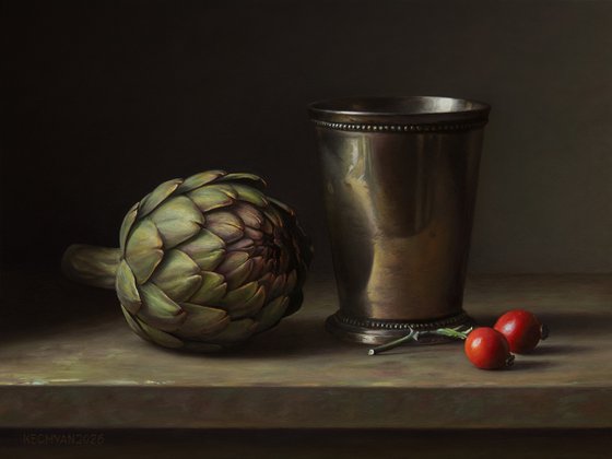 Artichoke with Pewter Cup