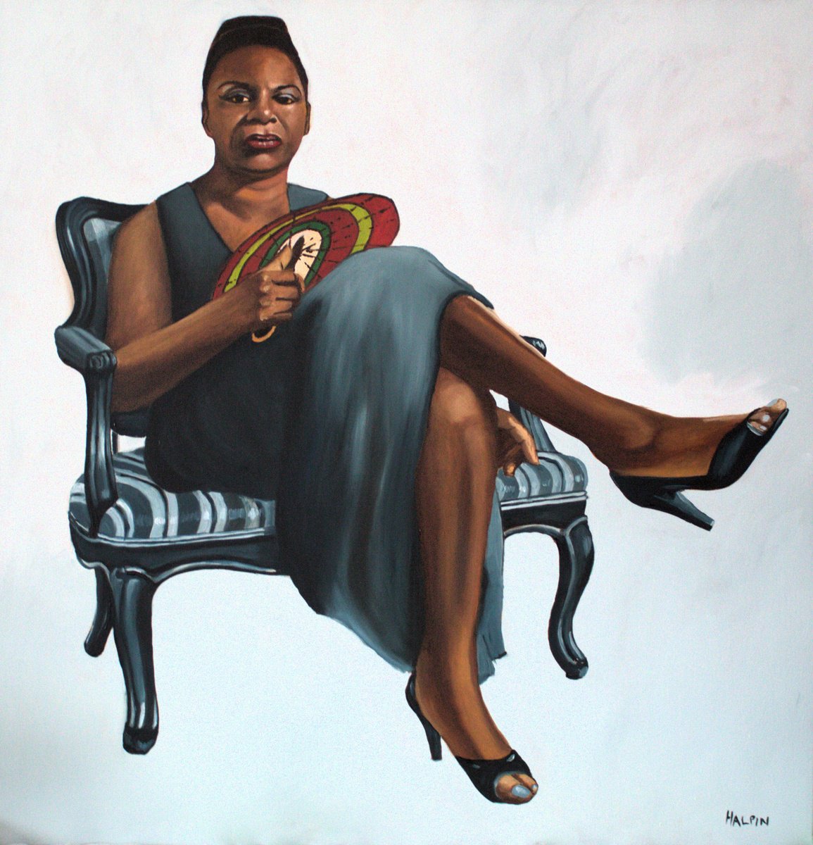 Urban And Pop Portrait Oil Painting By Mathew Halpin, 37 X 38", Nina Simone As Herself., Original Artwork
