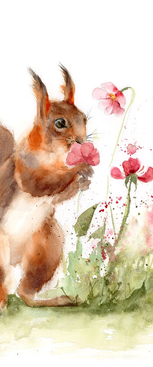 Squirrel and flowers by Olga Tchefranov (Shefranov)