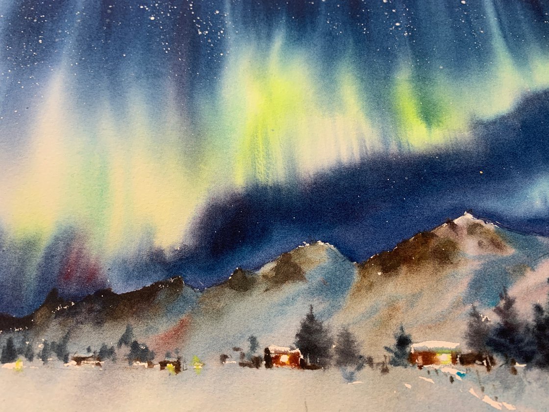 Aurora Borealis: Letting go and conquering the water in watercolor painting  — Schack Art Center