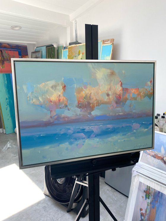 Ocean Clouds, Original oil painting, Handmade artwork, One of a kind
