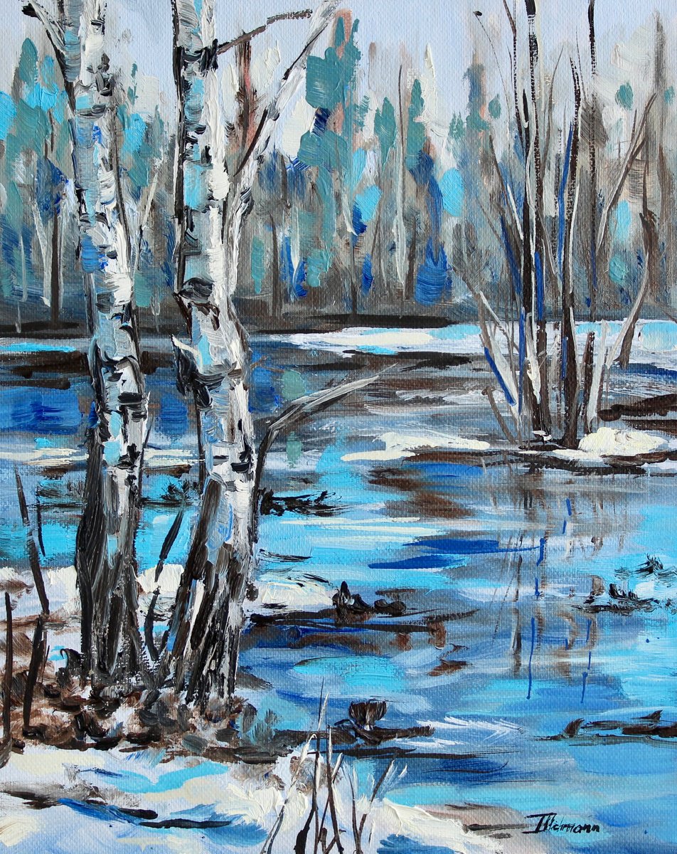 Impressionistic Landscape Oil Painting By Liza Illichmann, 9 X 12", The Blues, Original Artwork