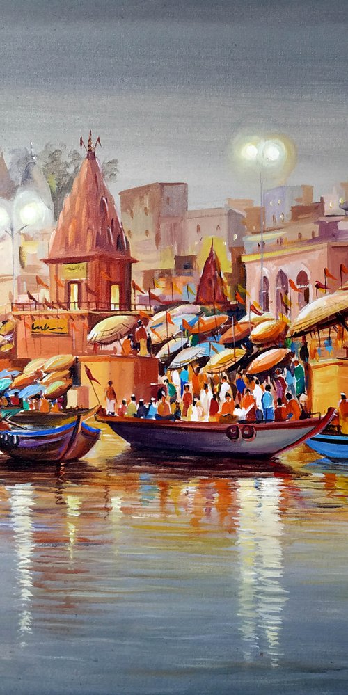 Monsoon Evening Varanasi Ghats by Samiran Sarkar