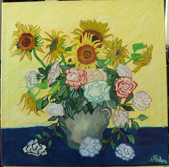 Sunflowers and Roses, Van Gogh Hommage