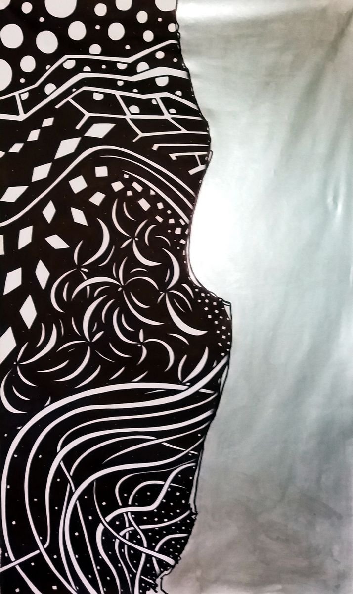 Abstract Painting By Riccardo Ticco Capparella, 39 X 65", Stardust #2, Original Artwork