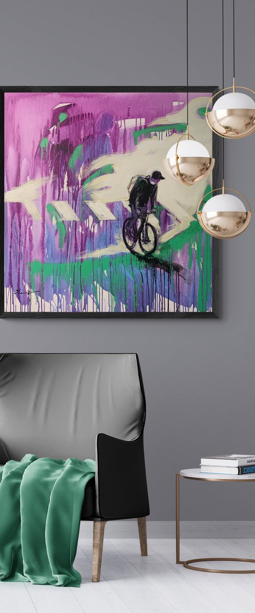 Bright street art - "Сrosswalk" - Urban Art - Street - City - Bike - Cyclist - Sport by Yaroslav Yasenev