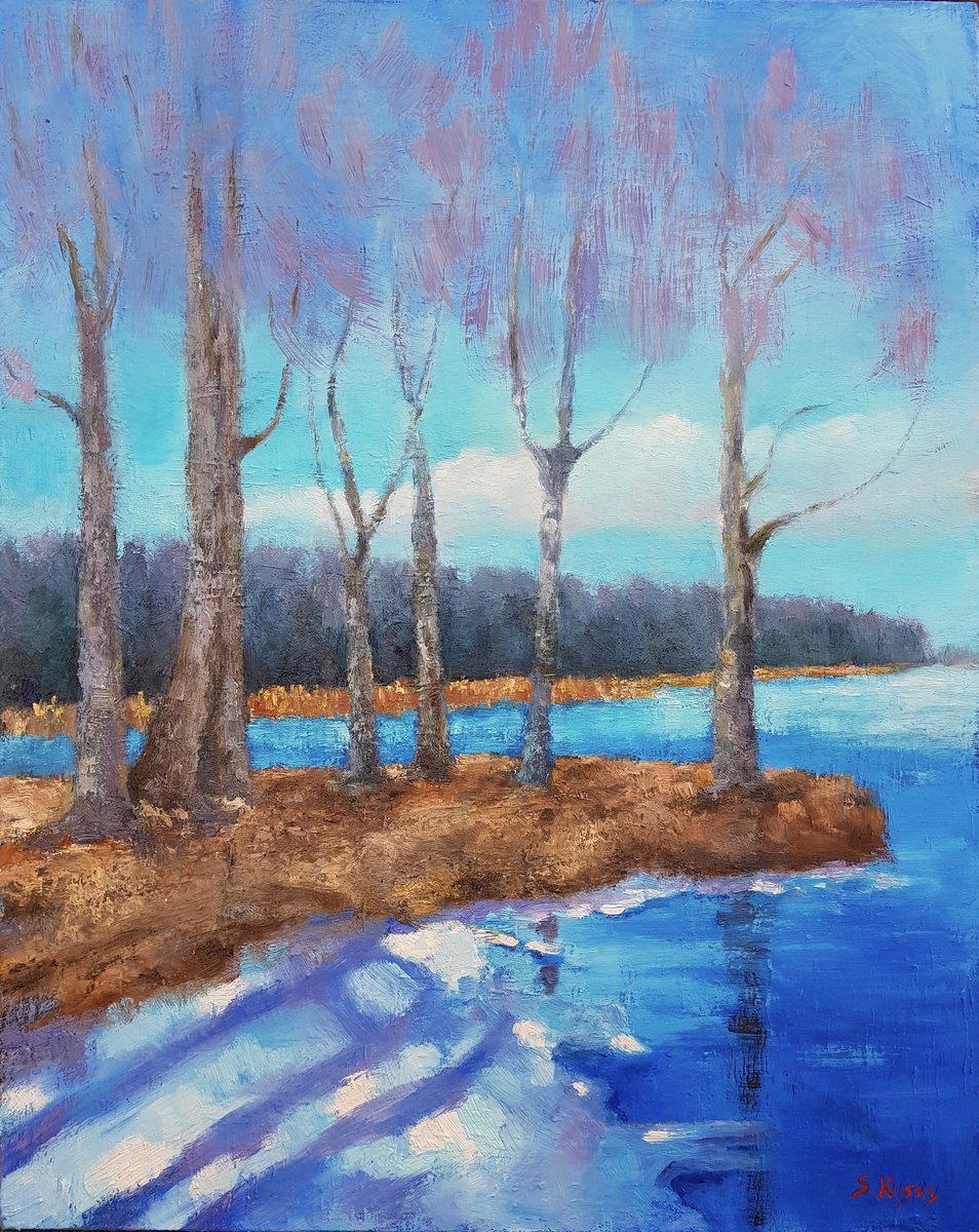 Impressionistic Landscape Oil Painting By Svetlana Grishkovec-Kiisky, 24 X 30", The Beginning Of Spring, Original Artwork