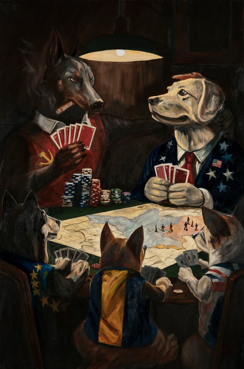 Urban And Pop Oil Painting , Dogs Of War (High Stakes) By Martin Allen, 25 X 37, Artwork For Sale On Artfinder