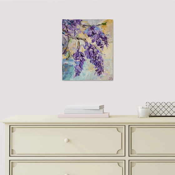 Wisteria Floral Oil Painting