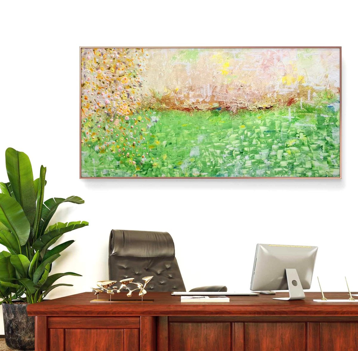 Organic Abstract Painting By Marian Gorin, 31 X 16", Reverie Ix, Original Artwork