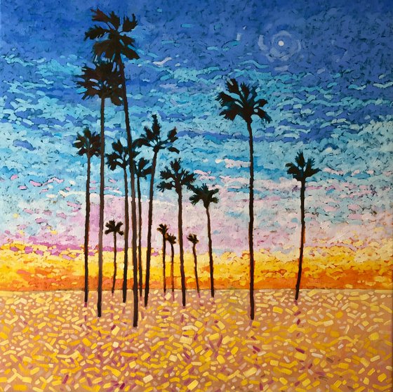 Large summer painting, beach scene