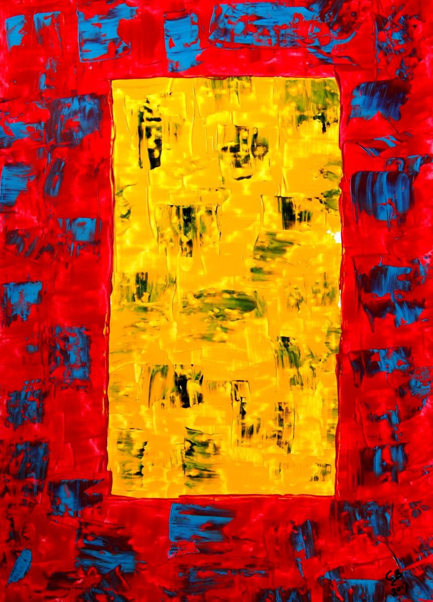 Abstract Acrylic Painting By Cb., 20 X 28, Abstract On Paper. 6, Original Artwork