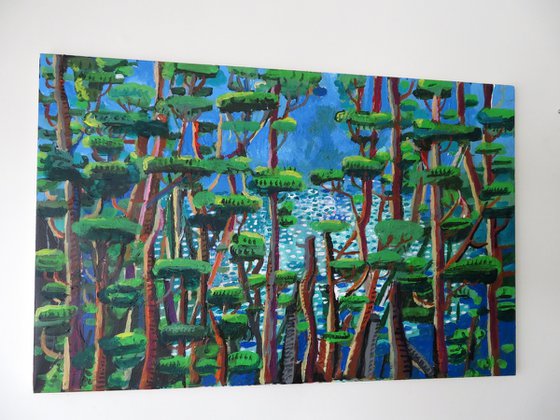 lake through the trees