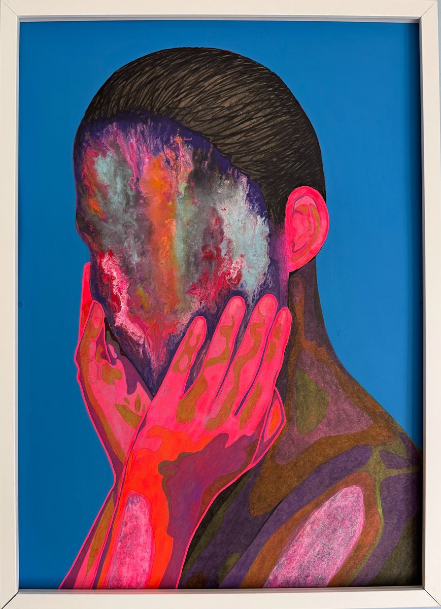 Surrealistic Portrait Acrylic Painting By Stefano Pallara, 20 X 28", An Invincible Summer, Original Artwork