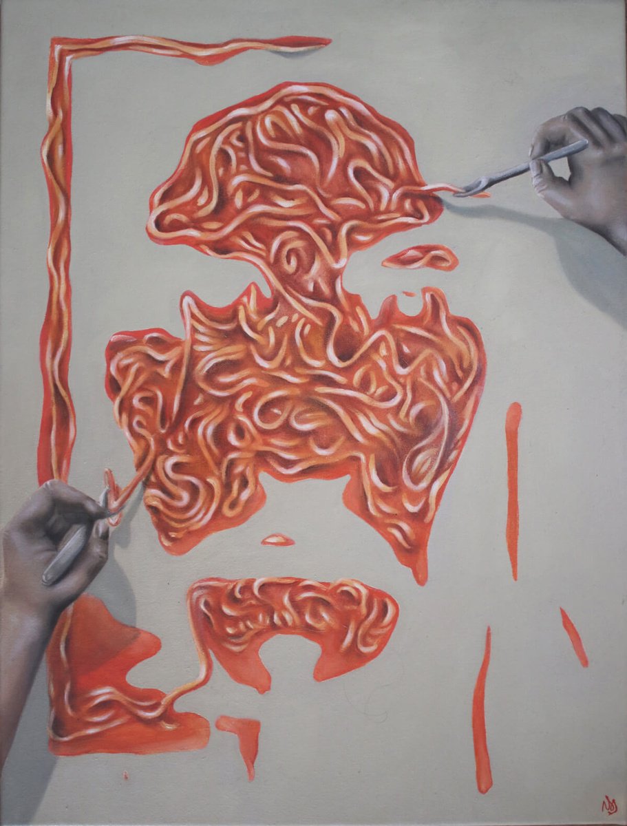 Surrealistic Portrait Oil Painting By Vanessa T Stefanova, 18 X 24", Infamy