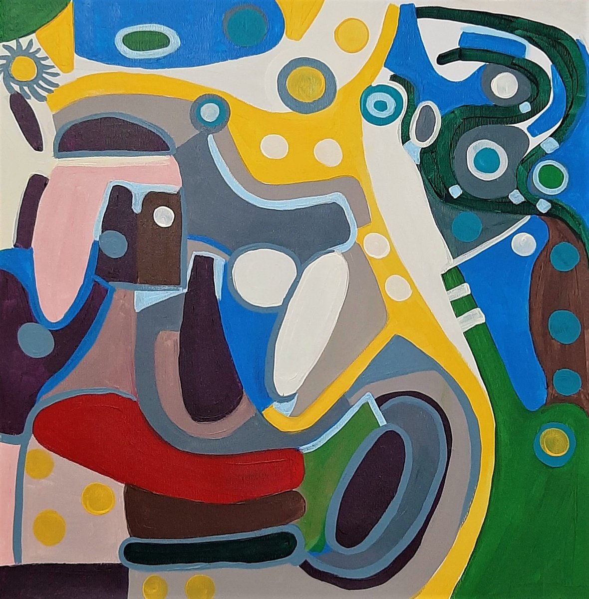 Expressive Abstract Acrylic Painting By Alexandra Djokic, 17 X 17, Abstract, Original Artwork