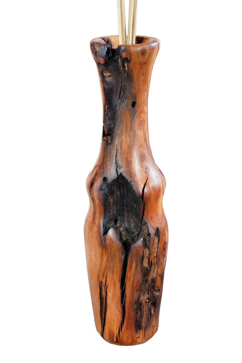 Organic Still Life Wood Sculpture By Sava Draganov, 3 X 12", "Solitude", Original Artwork