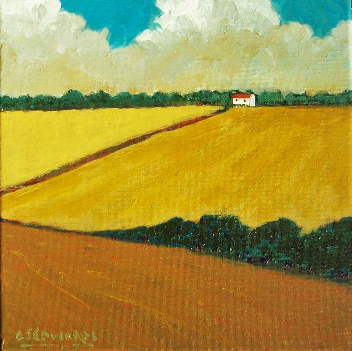 Impressionistic Landscape Acrylic Painting By David J Edwards, 10 X 10, Away From It All, Original Artwork