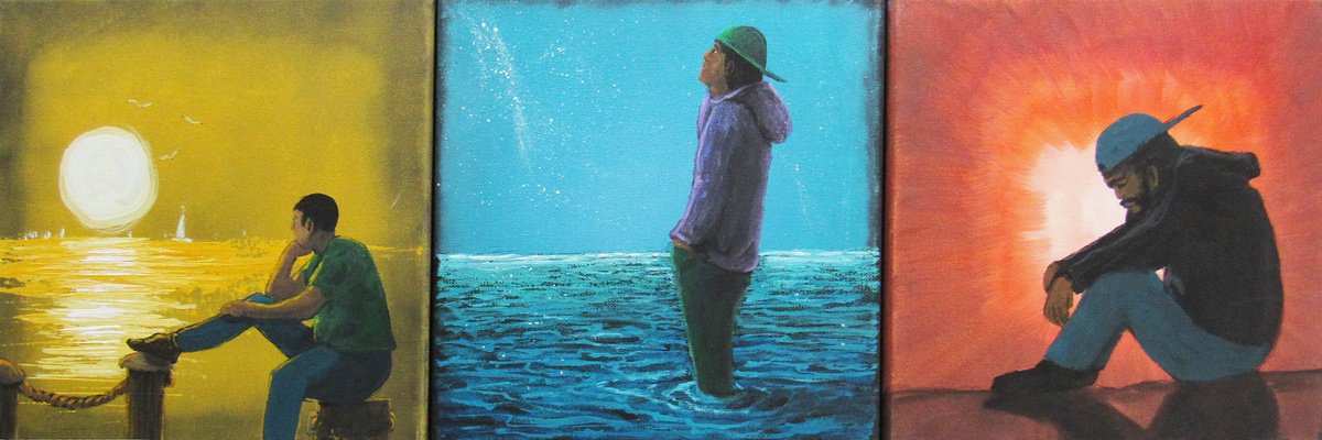 Impressionistic Portrait Acrylic Painting By William F. Adams, 30 X 10", Inspirational Art #44, Original Artwork