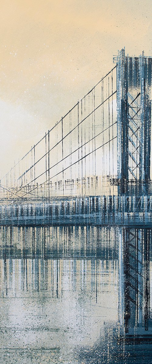 New York - The Manhattan Bridge At Dusk by Marc Todd
