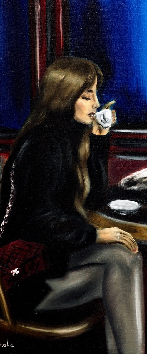 Woman at a Paris Cafe II by Ruslana Levandovska