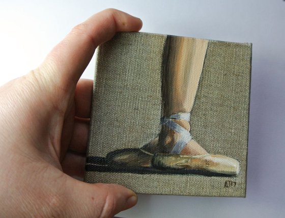 Ballet Shoes 3, Ballerina Dancer Miniature, Framed and Ready to Hang