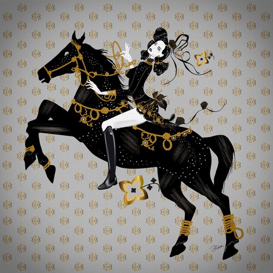 Burlesque Star - Horse - Dressage - Riding - Equestrian - Art Deco - XL Large Painting
