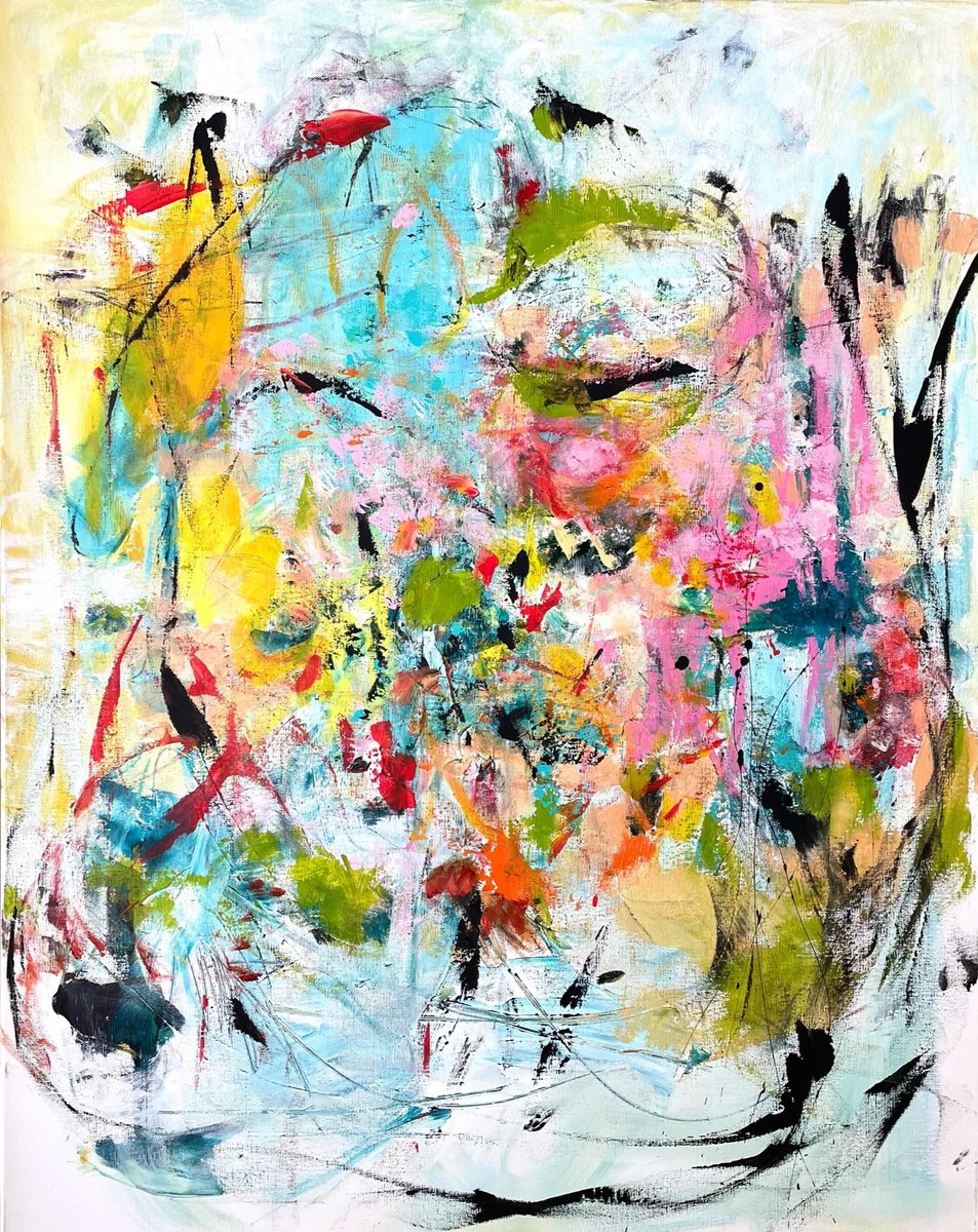 Expressive Abstract Acrylic Painting By Christel Haag, 31 X 39, Love Is..., Original Artwork