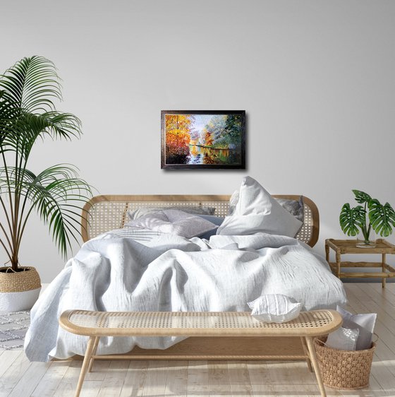 Park and pond in early autumn