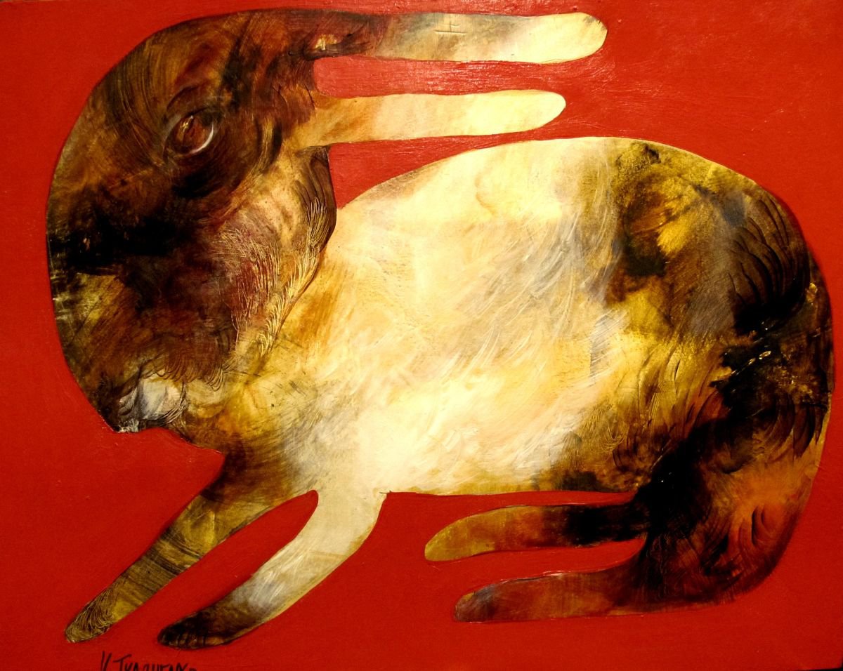 Photorealistic Animal Acrylic Painting By Victor Tkachenko, 20 X 16", Rabbit, Original Artwork