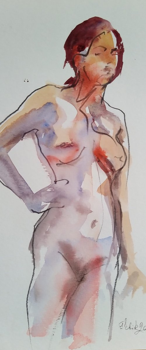 NUDE.10 20210907 ("Standing nude woman") by Irina Bibik-Chkolian